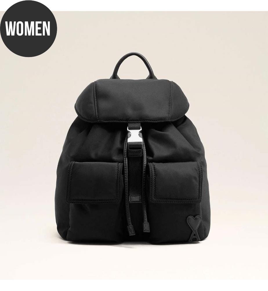 „Marcel“ – Kleiner Rucksack mit Klappe – Schwarz