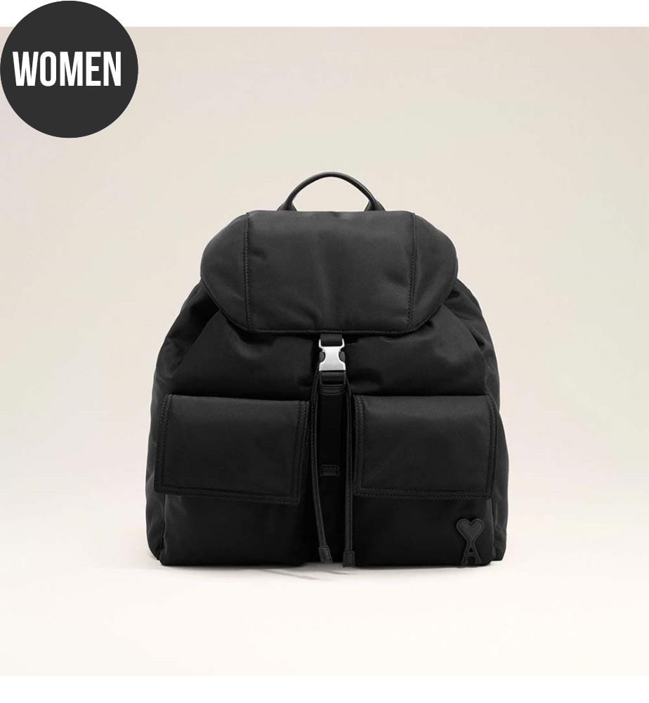 „Marcel“ Rucksack mit Klappe – Schwarz