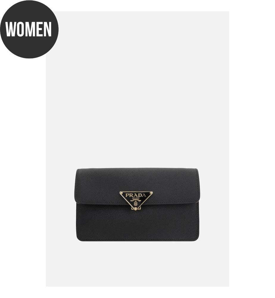 Mini sac crossbody en cuir Saffiano – Noir