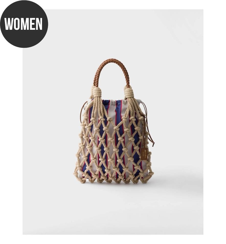 Sac macramé moyen en coton Noué - Cordon et bleu royal