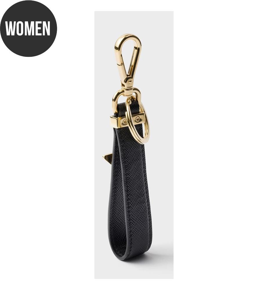 Saffiano Leather Keychain - Black