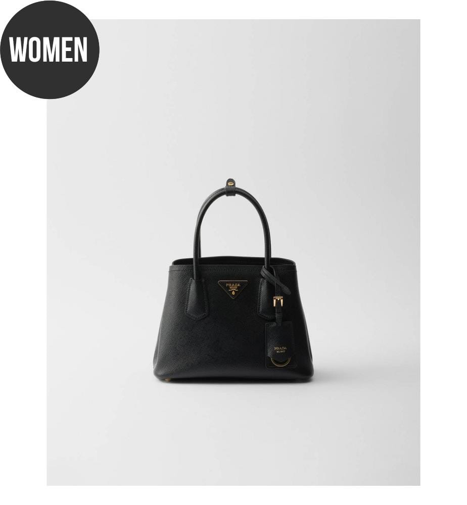 Double Small Saffiano Ledertasche - Schwarz