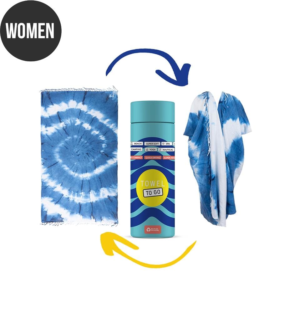 2-in-1-Strandtuch und Pareo im Tie-Dye-Look, 100 x 180 cm – Blau/Weiss