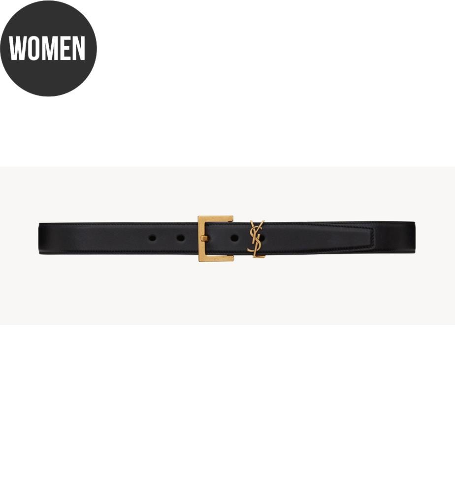 Ceinture Cassandre en cuir lisse - Noir et or