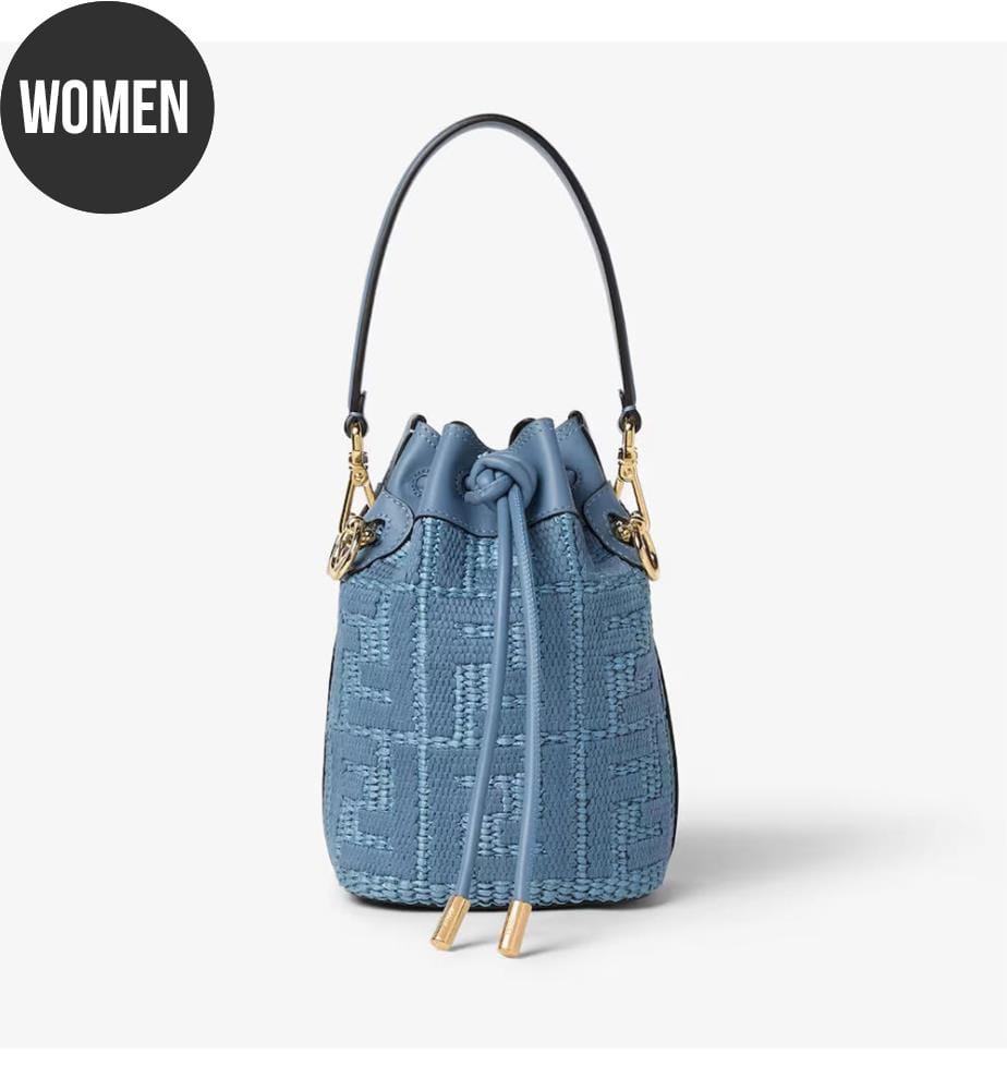 Tasche mit Kordelzug aus Kalbsleder – Blau