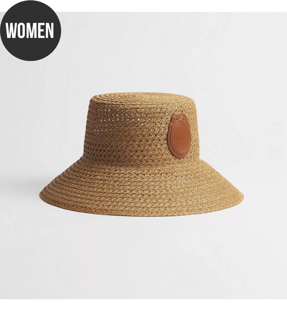 Hut mit Medaillon aus Lammleder – Beige