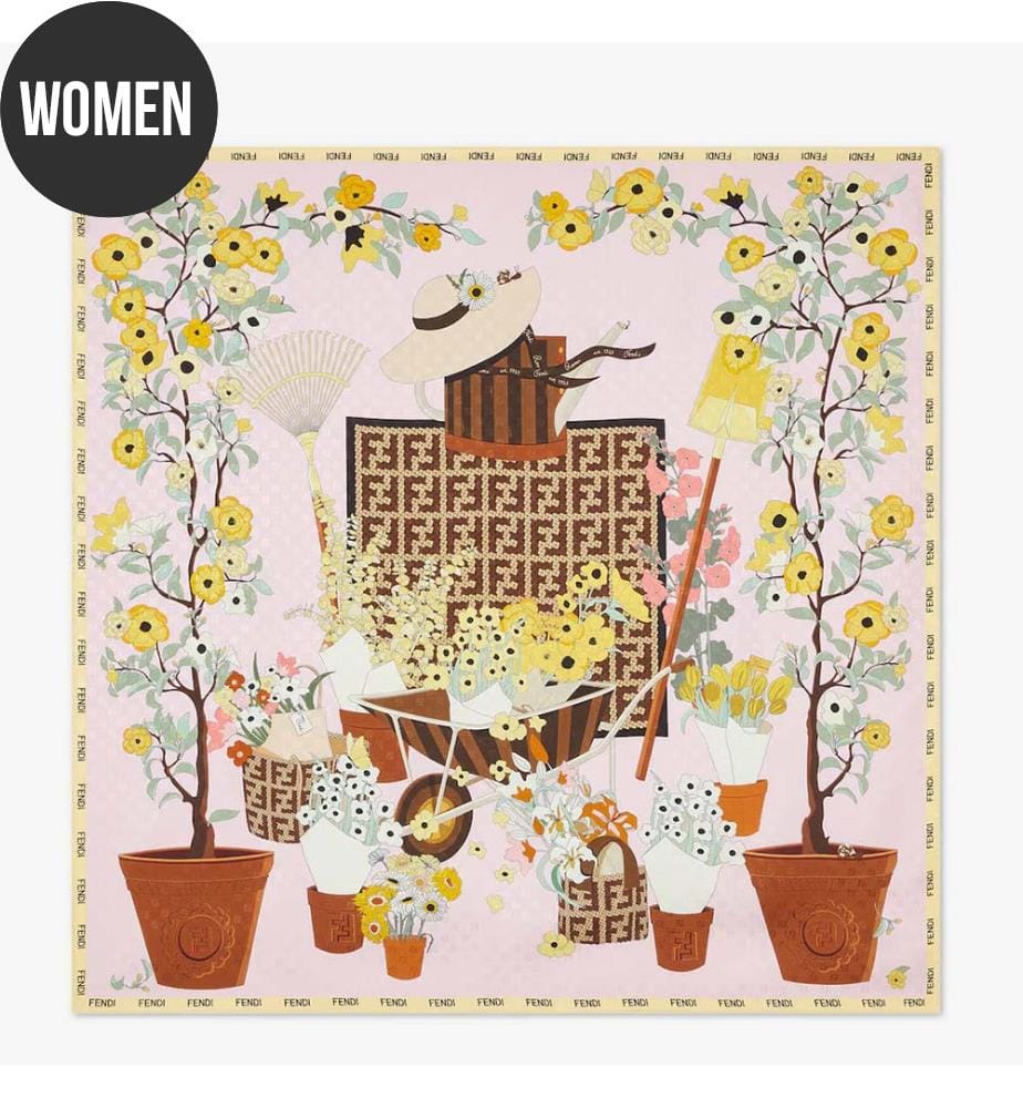 Jacquard-Schal – Rosa und mehrfarbig