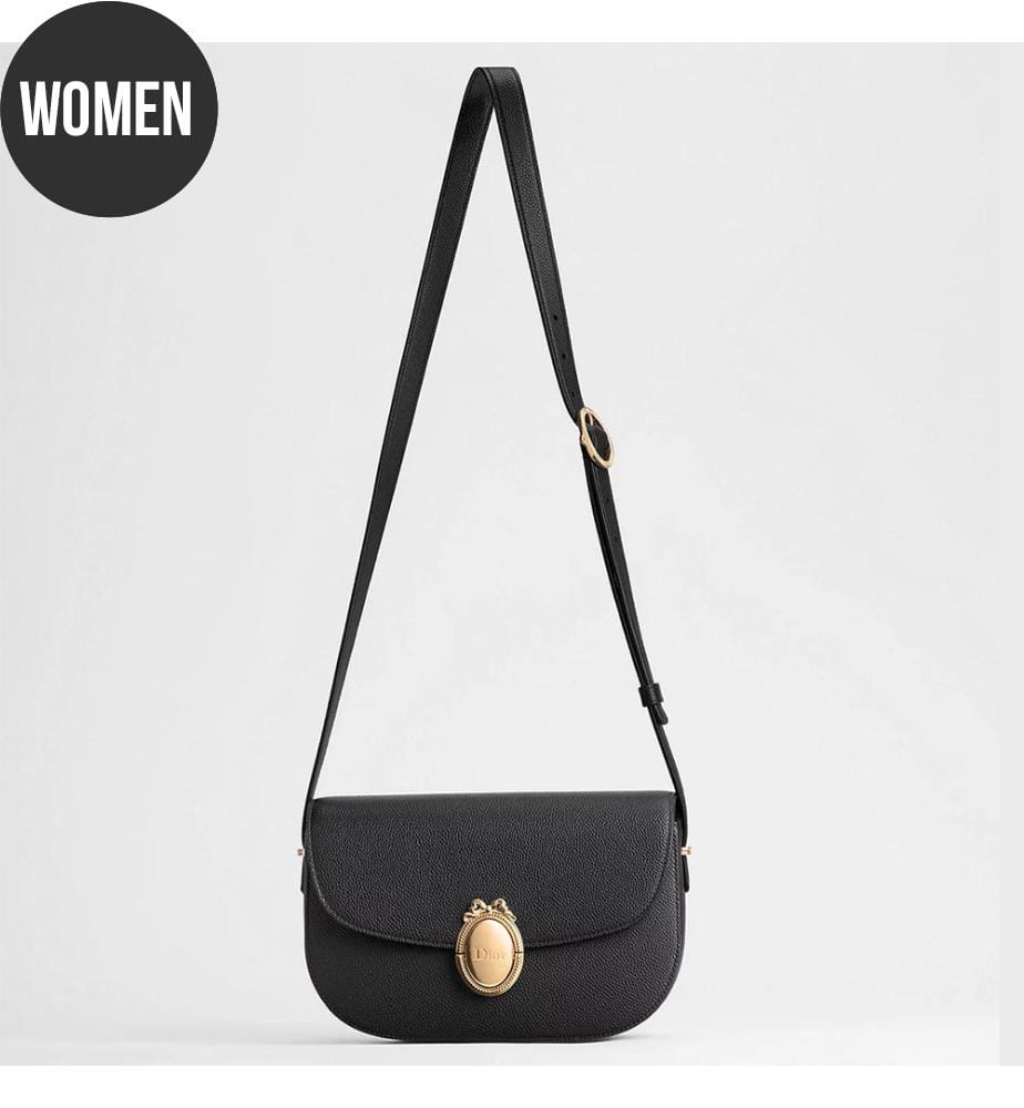 Tasche „Médaillon“ aus genarbtem Kalbsleder – Schwarz