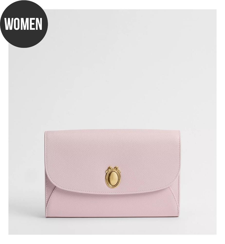 Medallion-Clutch aus Kalbsleder – Mehrfarbig-rosa