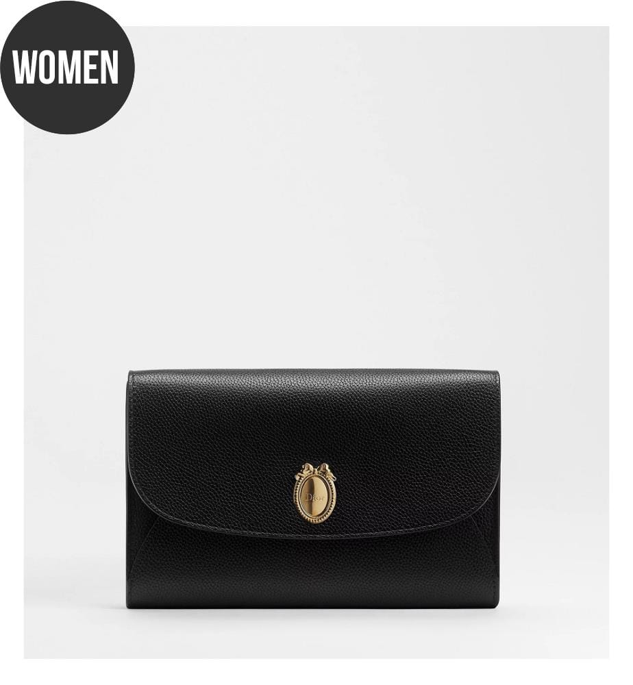 Medallion-Clutch aus Kalbsleder – Nero Multicolor