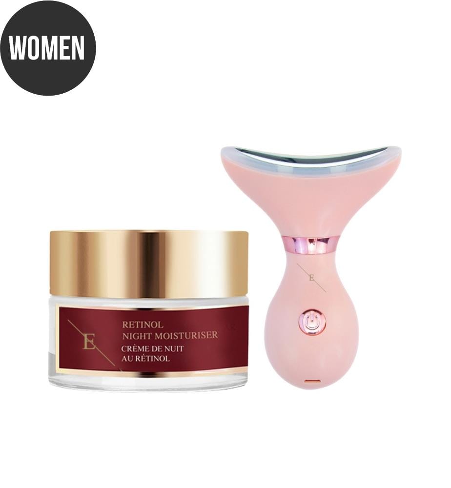 LED-Anti-Aging-System „Neck & Jawline Definer“ – (Farbe: Rosa) + Retinol-Feuchtigkeitscreme für die Nacht, 50 ml","detected_source_language":"FR