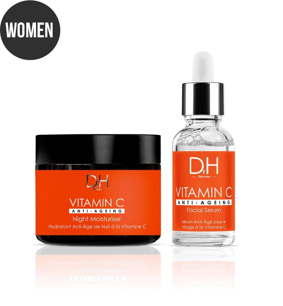 Anti-Aging Vitamin C Facial Serum + Vitamin C Anti-Ageing Night Moisturiser - 30 ml + 60 ml