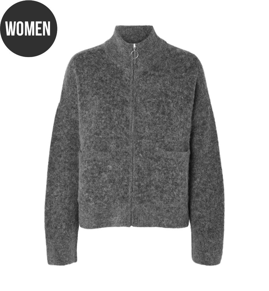 Strickjacke - Mittelgrau meliert