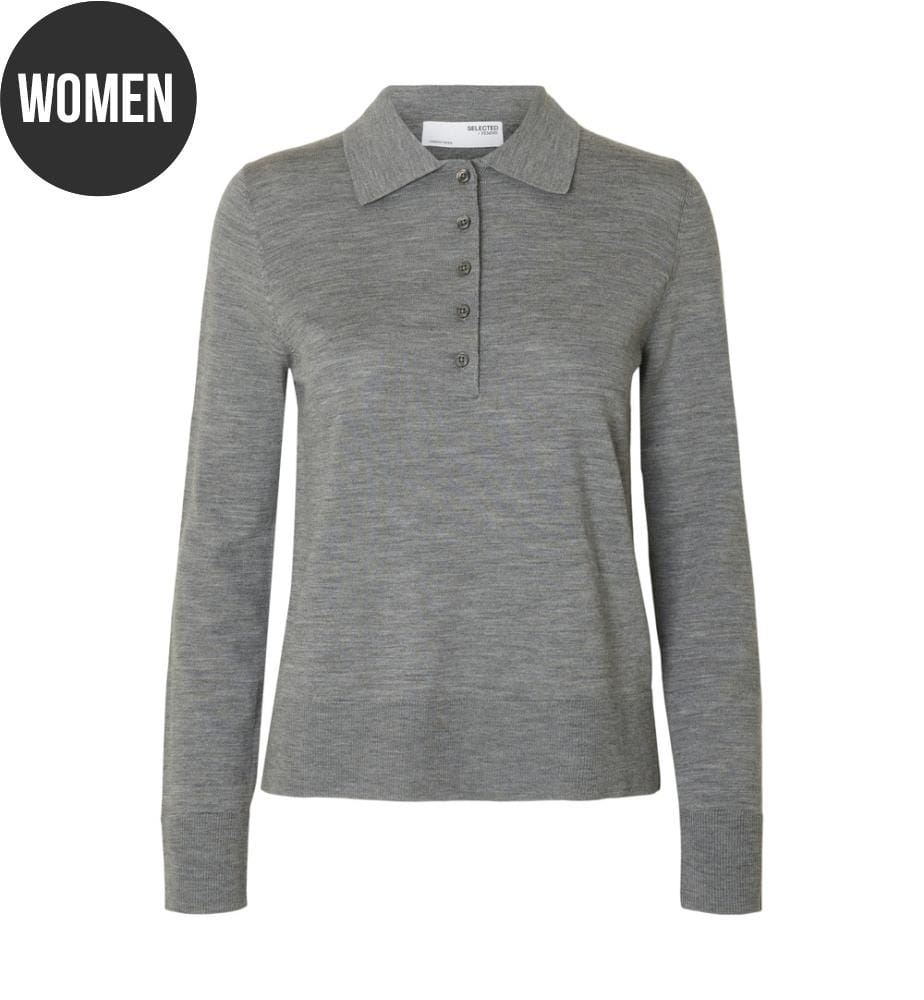 Polo-Shirt aus Mesh - Mittelgrau meliert