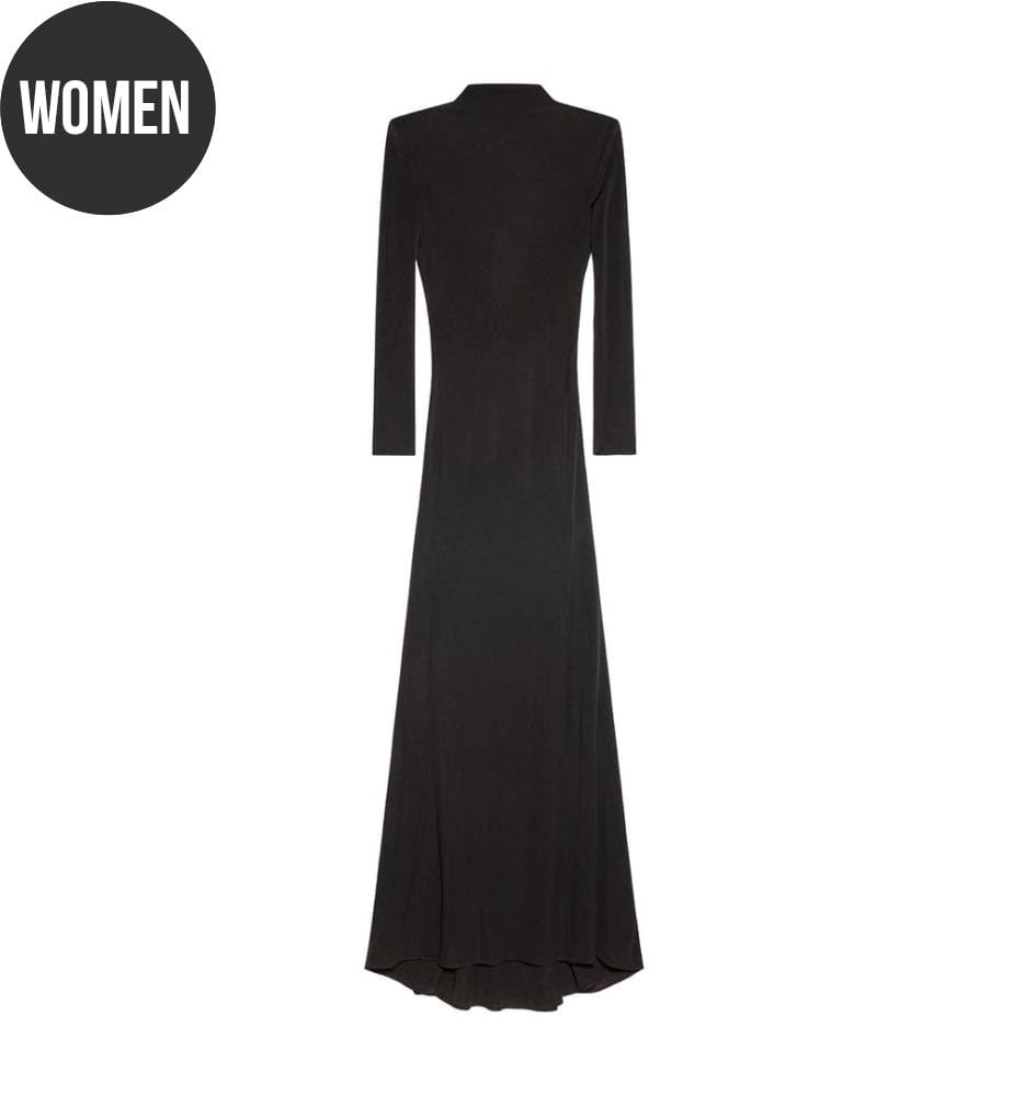 Abito da sera in jersey crepe a maniche lunghe con cut-out - Nero