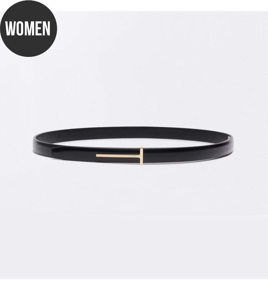 Ceinture fine en cuir « Spazzolato » - Noire
