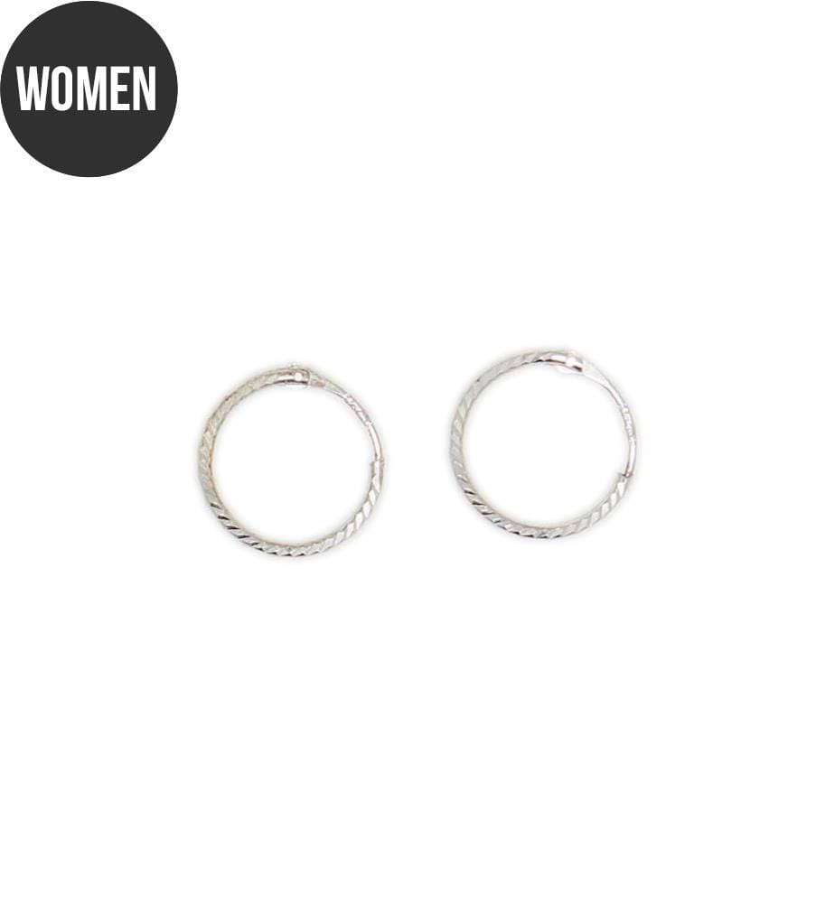 Earrings Créoles Twistées 10mm - White Gold 375/1000