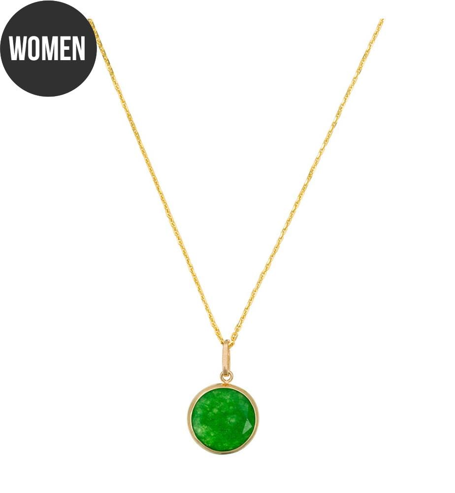 Ciondolo Beyla di giada verde, - Oro giallo 375/1000