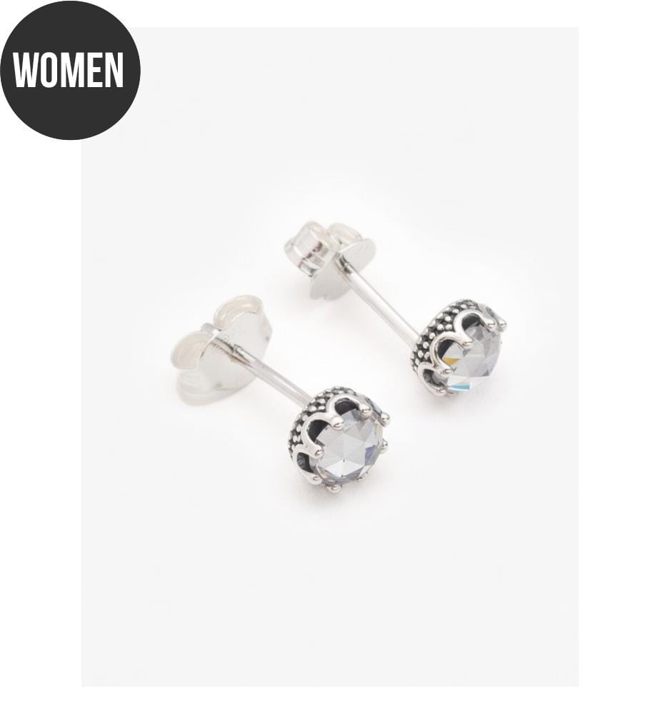 Orecchini Crown in argento 925 con zirconi chiari - Argento