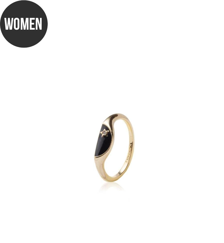 Anello Pandora Me Smalto Mezzo Sigillo Placcatura Oro 14K - Oro