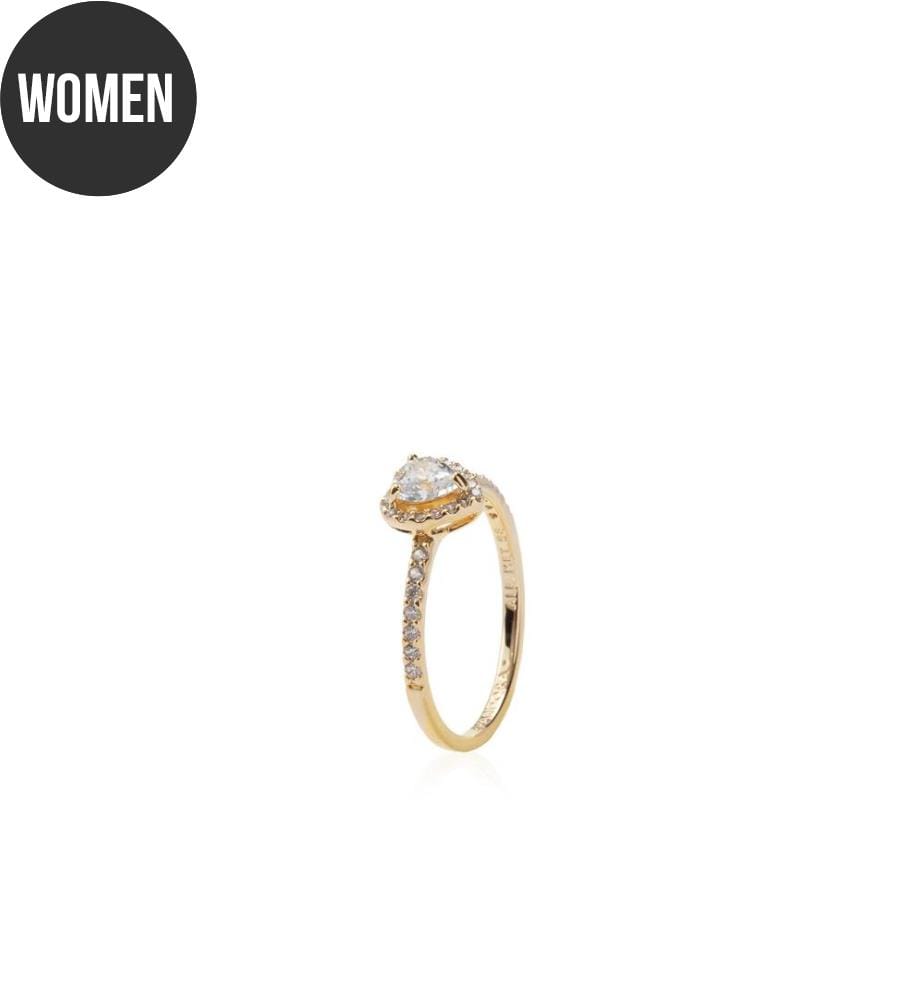 Anello con cuore in rilievo placcato oro 14K - Oro