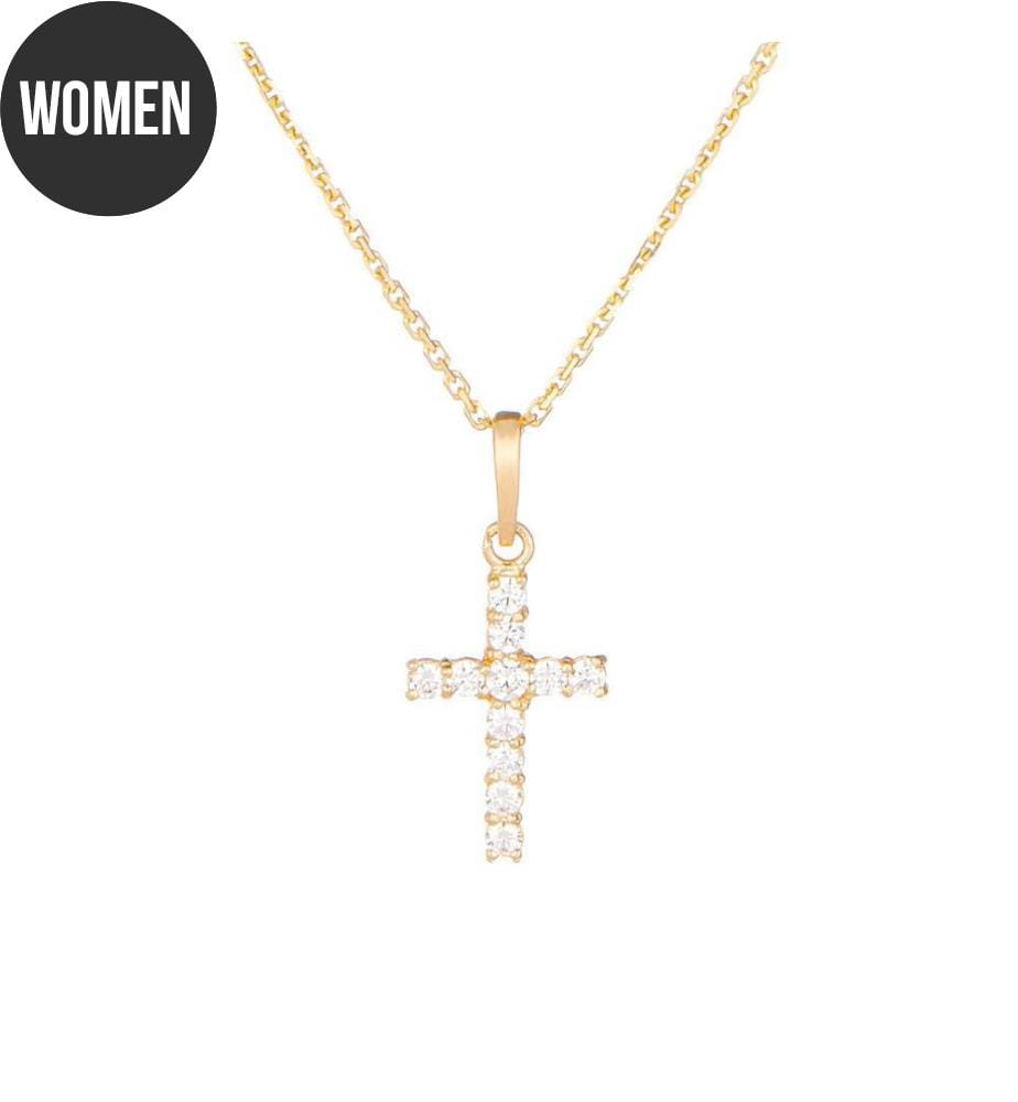Pendentif Croix Vérité - Or Jaune 375/1000 et Zirconium