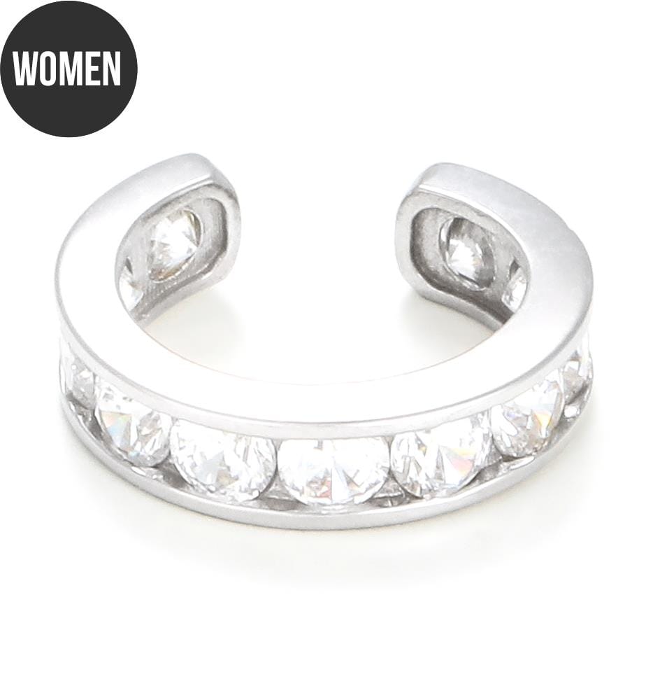 Gioiello Cartilagineo Singolo Shinning Ear Cuff - Oro Bianco 375/1000