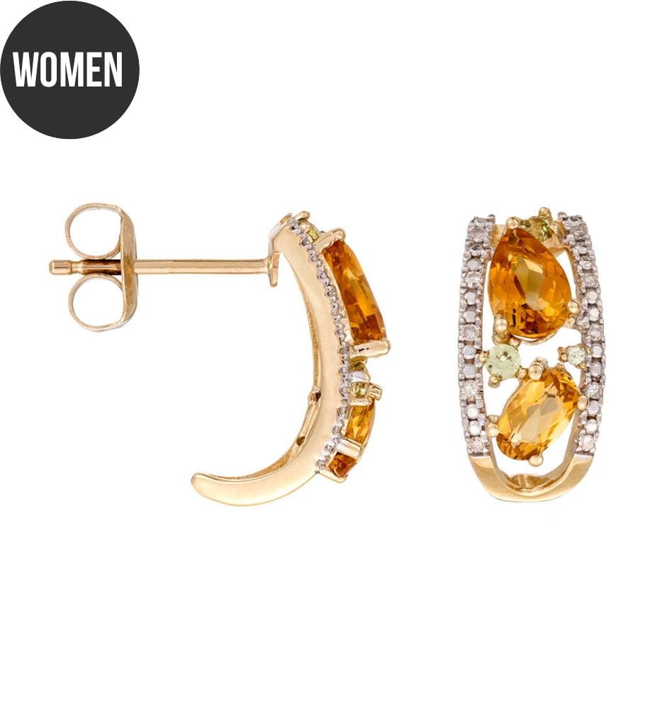 Orecchino Olivines - Oro e Arancio Chiaro
