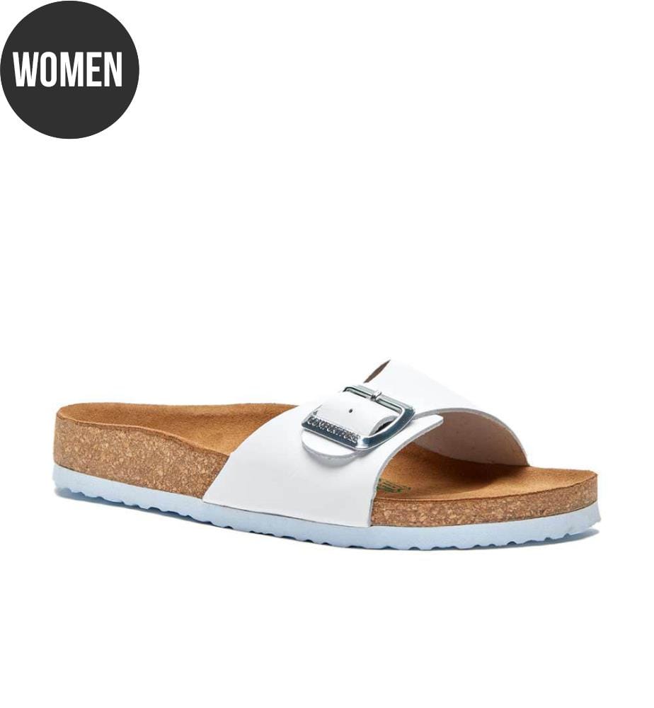Ledersandalen mit anatomisch geformtem Korkfussbett - Weiss