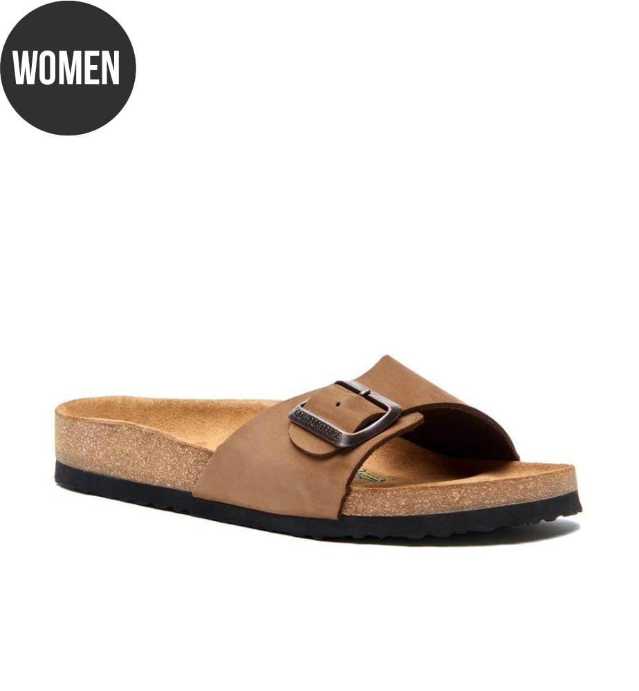 Ledersandalen mit anatomisch geformtem Korkfussbett - Sand-Nubuk