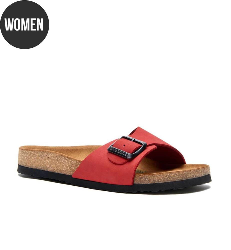Ledersandalen mit anatomisch geformtem Korkfussbett - Rot-Nubuk