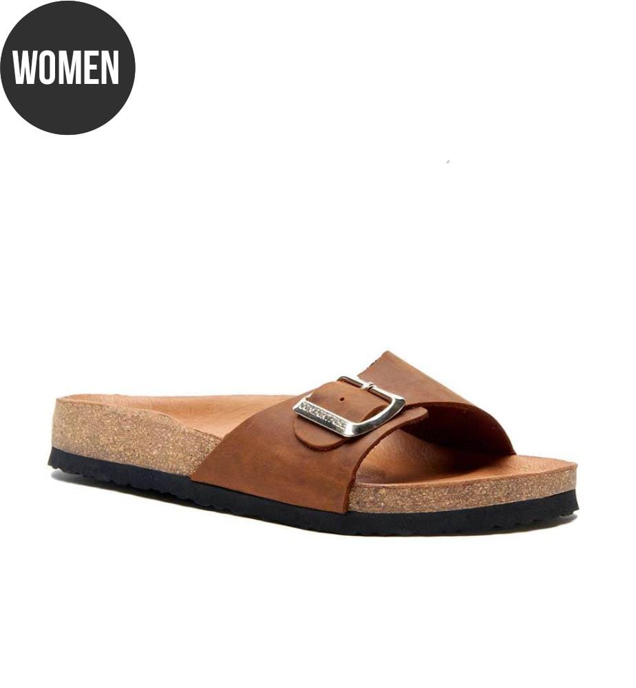 Ledersandalen mit anatomisch geformtem Korkfussbett - Braun-Crazy