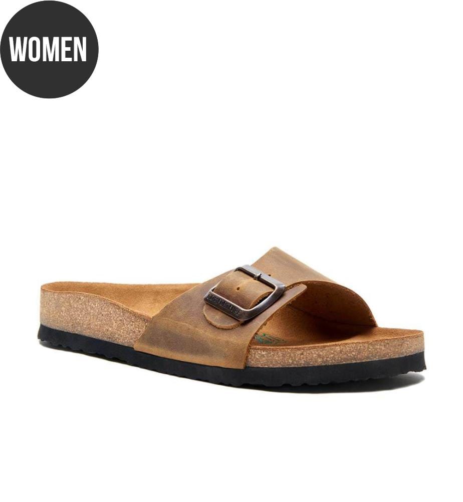 Ledersandalen mit anatomisch geformtem Korkfussbett - Tan-Crazy