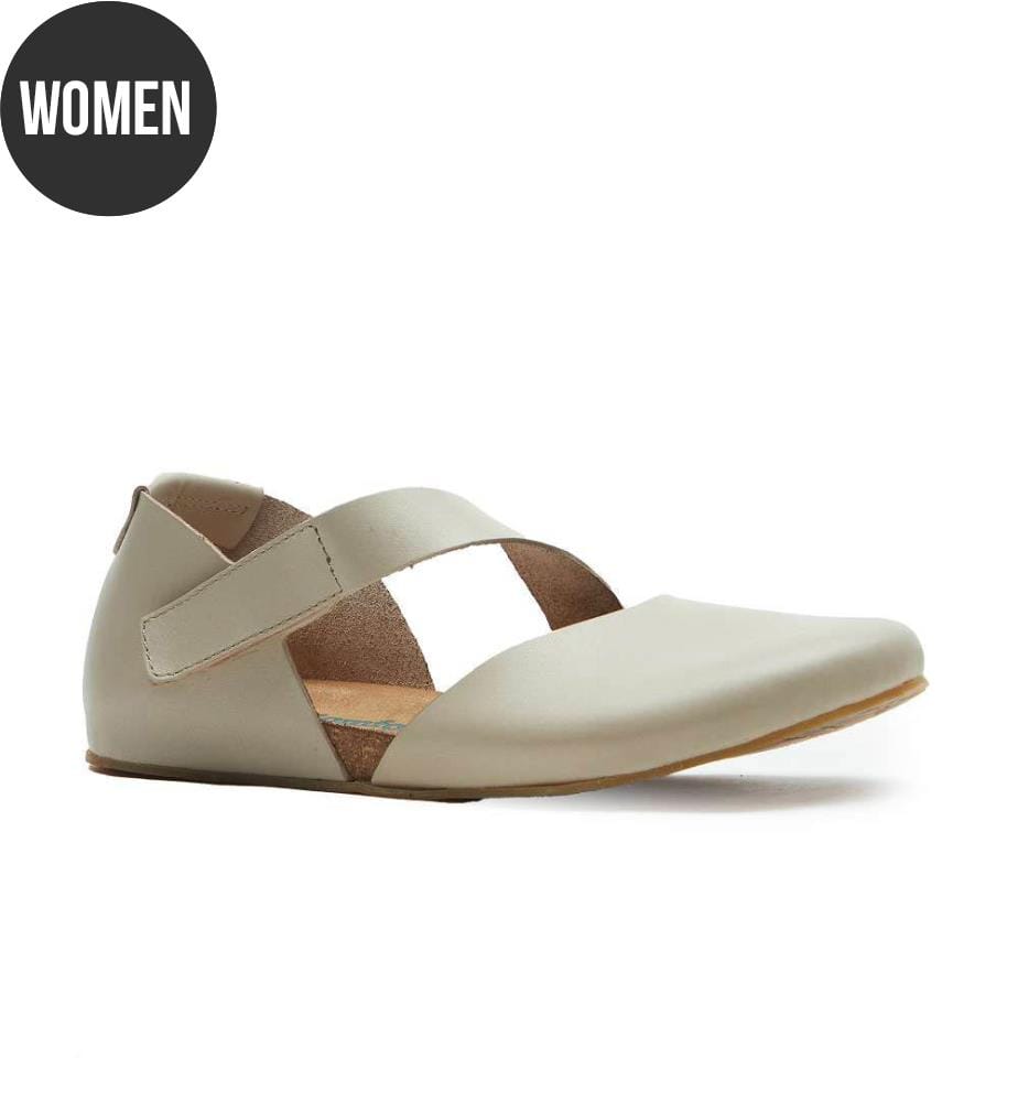 Flache Lederschuhe mit Korkfussbett - Beige