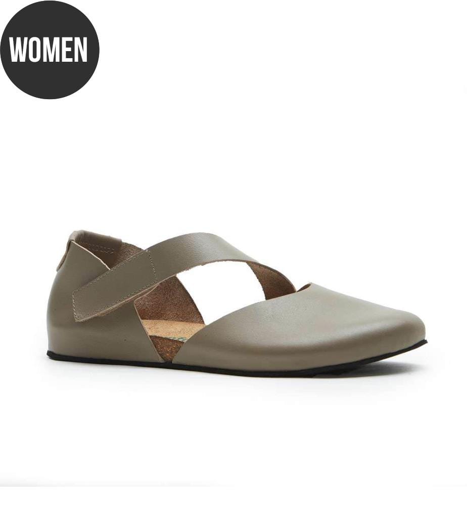 Leder Flats mit Korkfussbett - Nerz