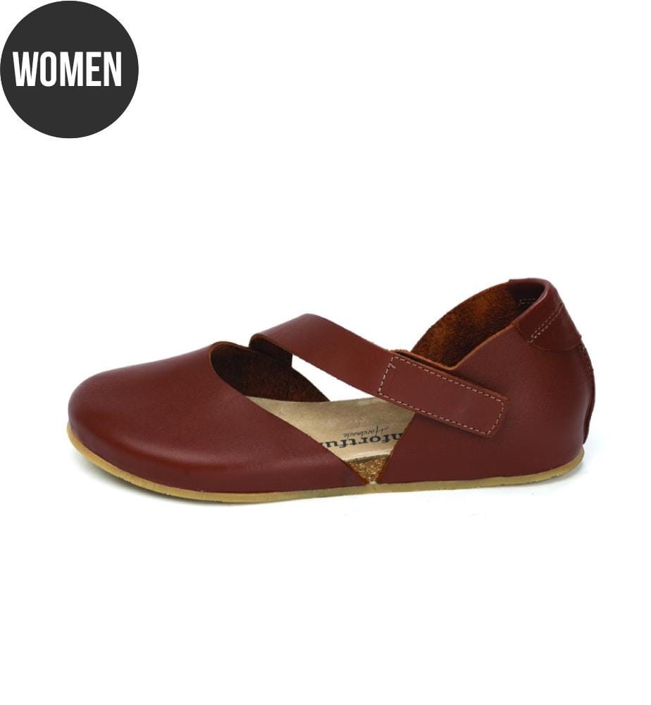 Flache Lederschuhe mit Korkfussbett - Tan