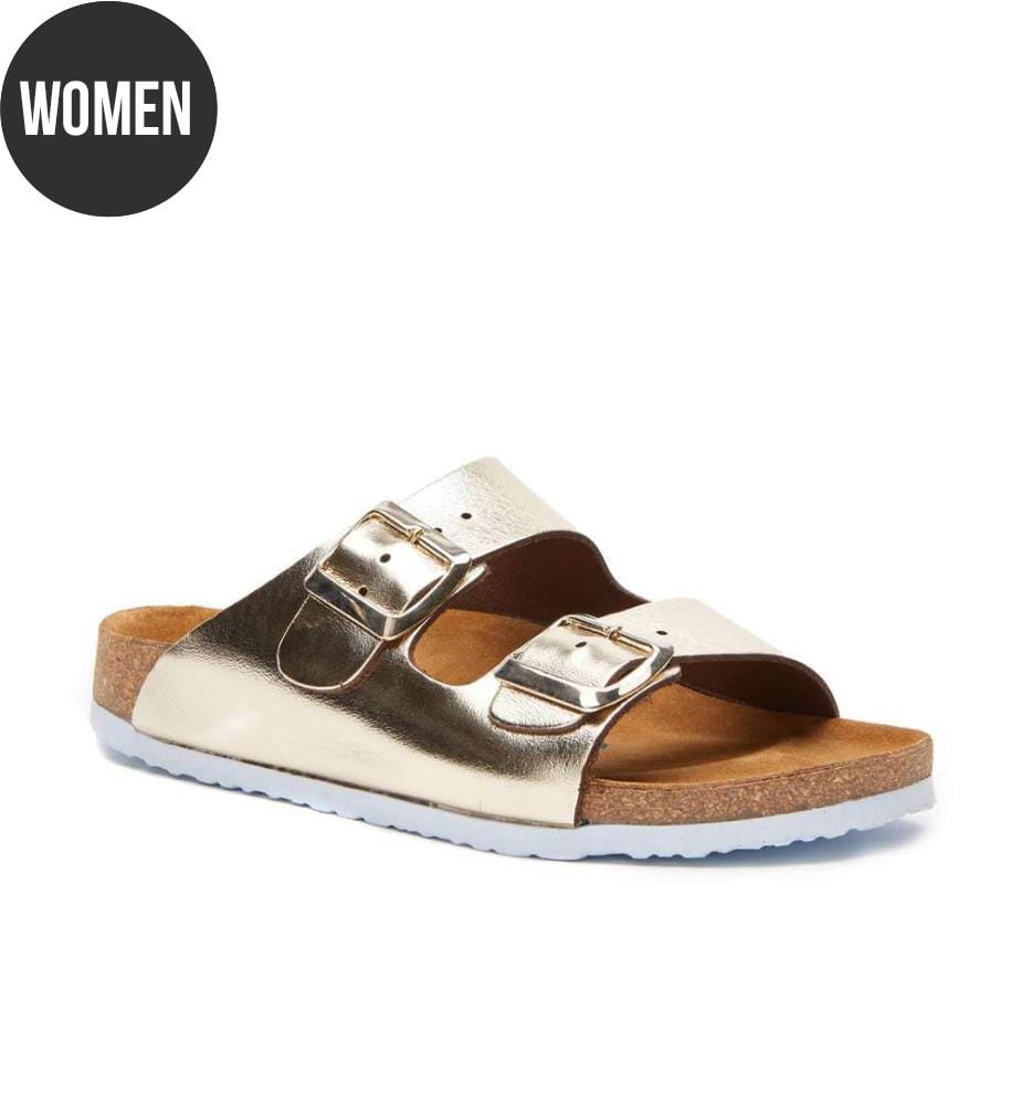 Ledersandalen mit anatomisch geformtem Korkfussbett - Gold