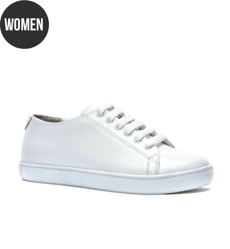Turnschuhe aus Leder mit anatomisch geformtem Korkfussbett - Weiss