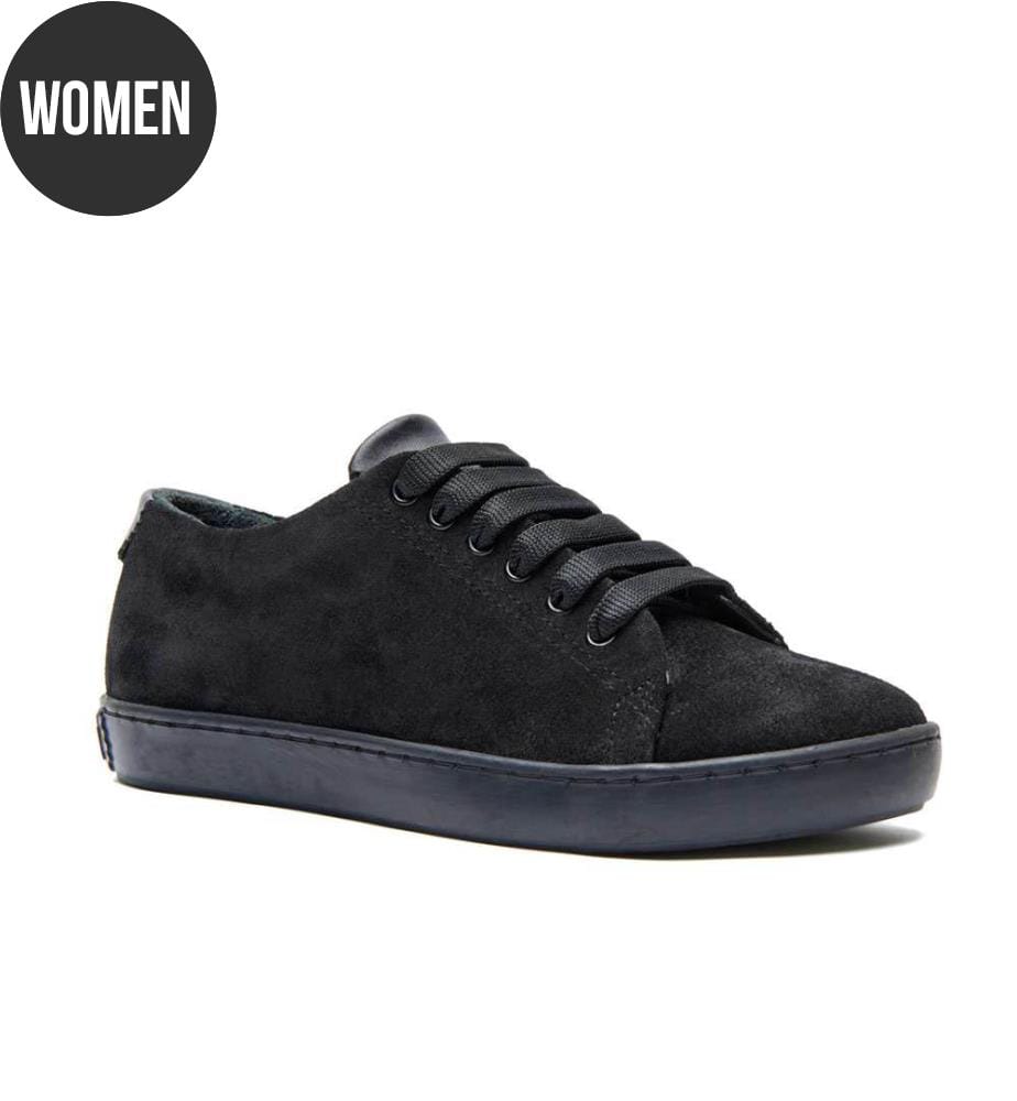 Sneakers aus Leder mit anatomisch geformtem Korkfussbett - Schwarzes Wildleder