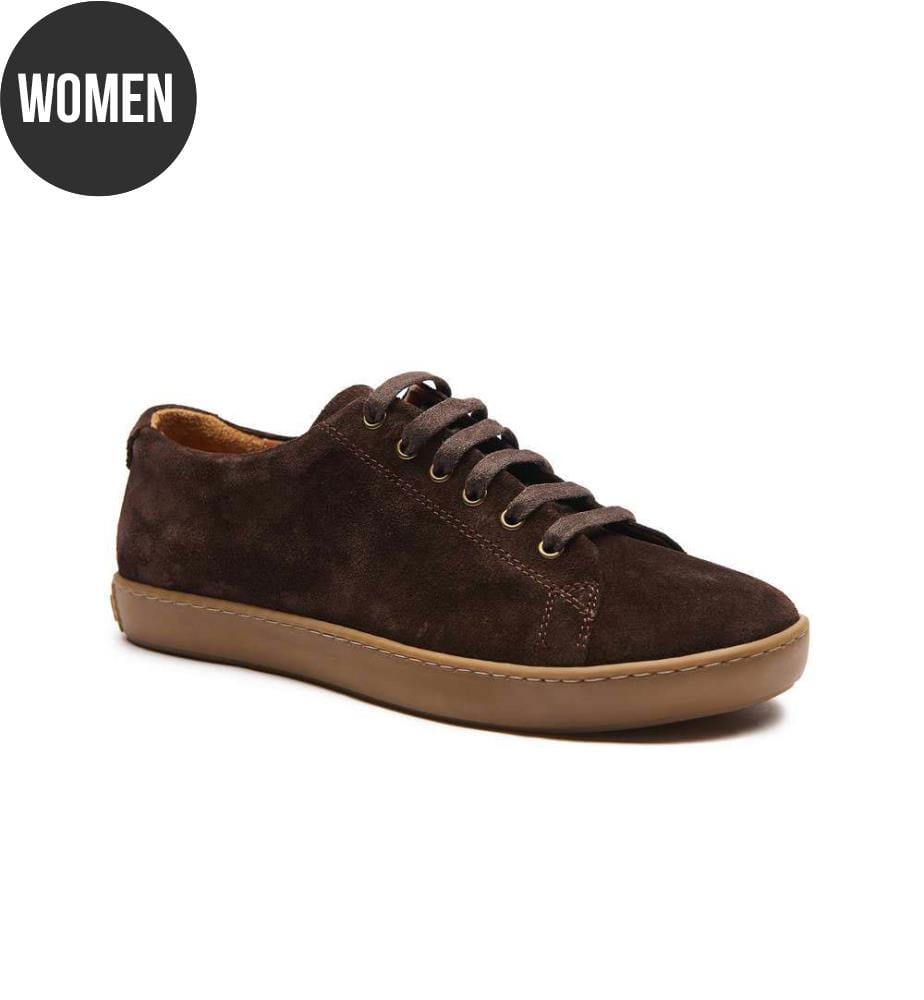 Leder-Sneakers mit anatomisch geformtem Korkfussbett - Braun-Wildleder