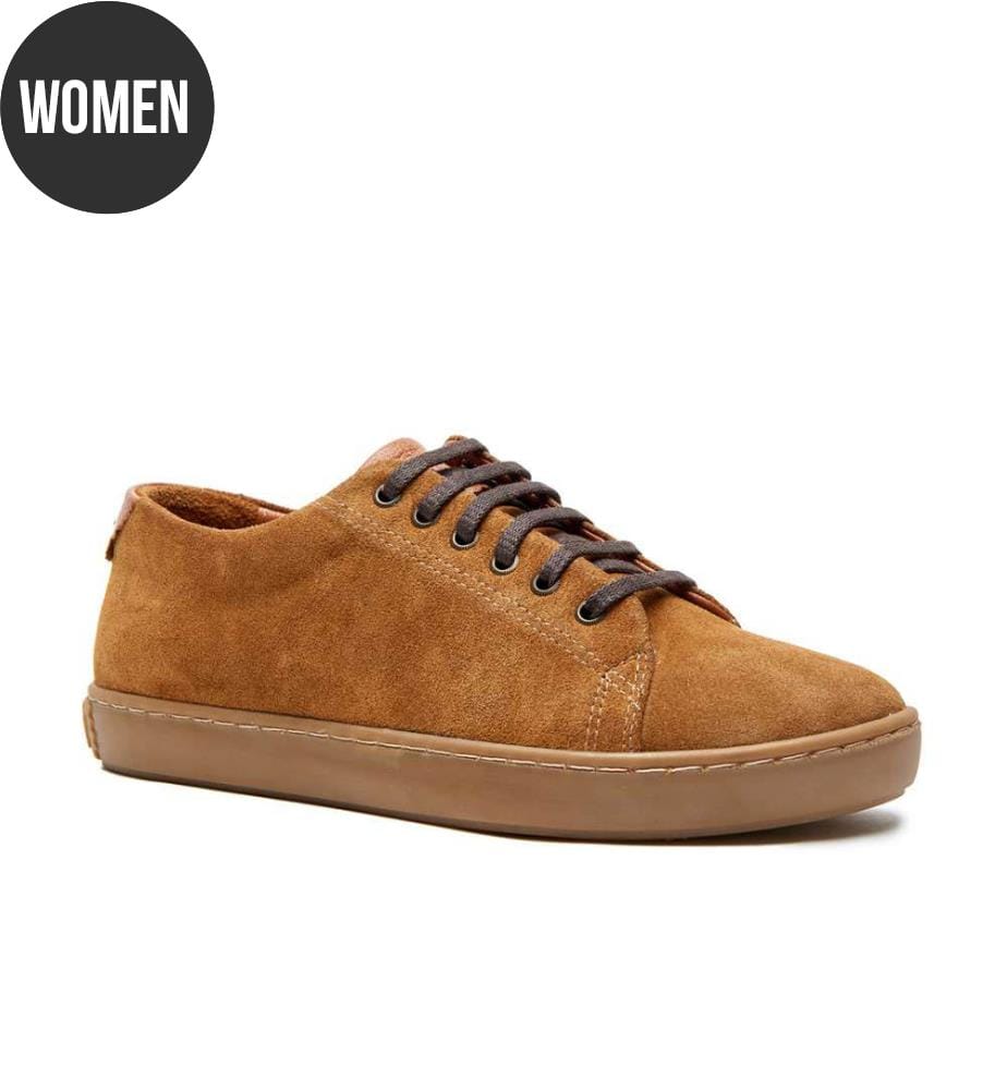 Ledersneakers mit anatomisch geformtem Korkfussbett - Tan-Schildpatt