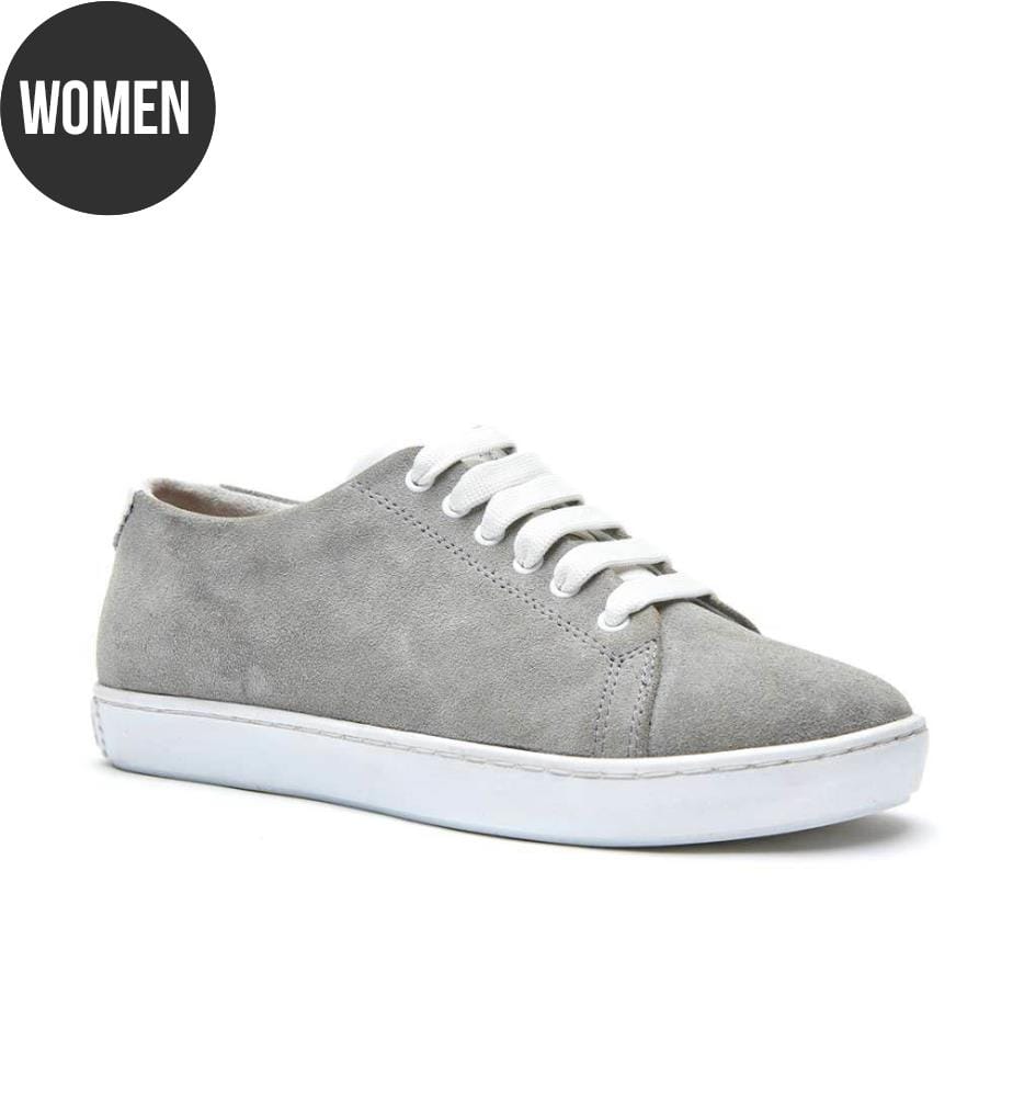 Sneakers aus Leder mit anatomisch geformtem Korkfussbett - Grau-Wildleder