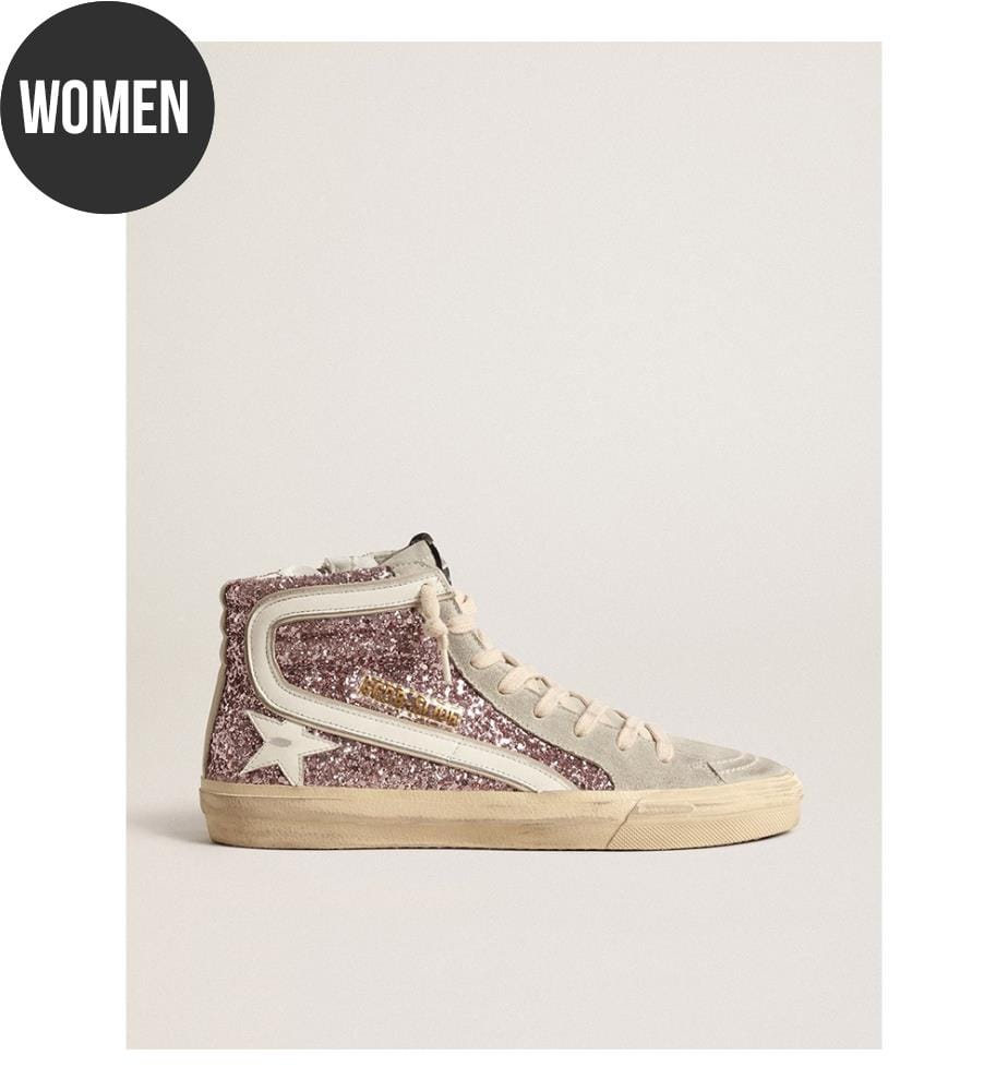 Mules con paillettes - Lilla e bianco