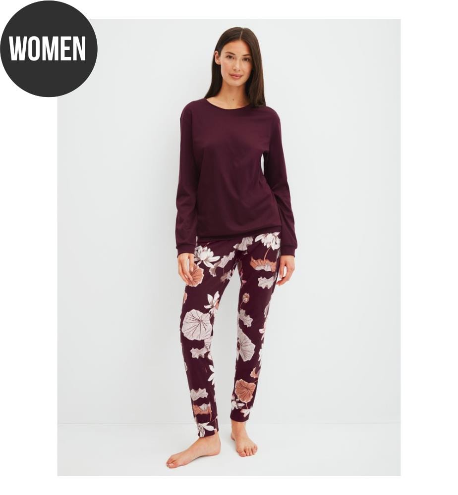 Pyjama mit Bündchen - Black Cherry