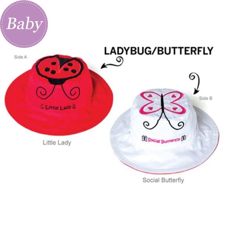 Lot de 2 chapeaux de soleil coccinelle/papillon M (2-4 ans)