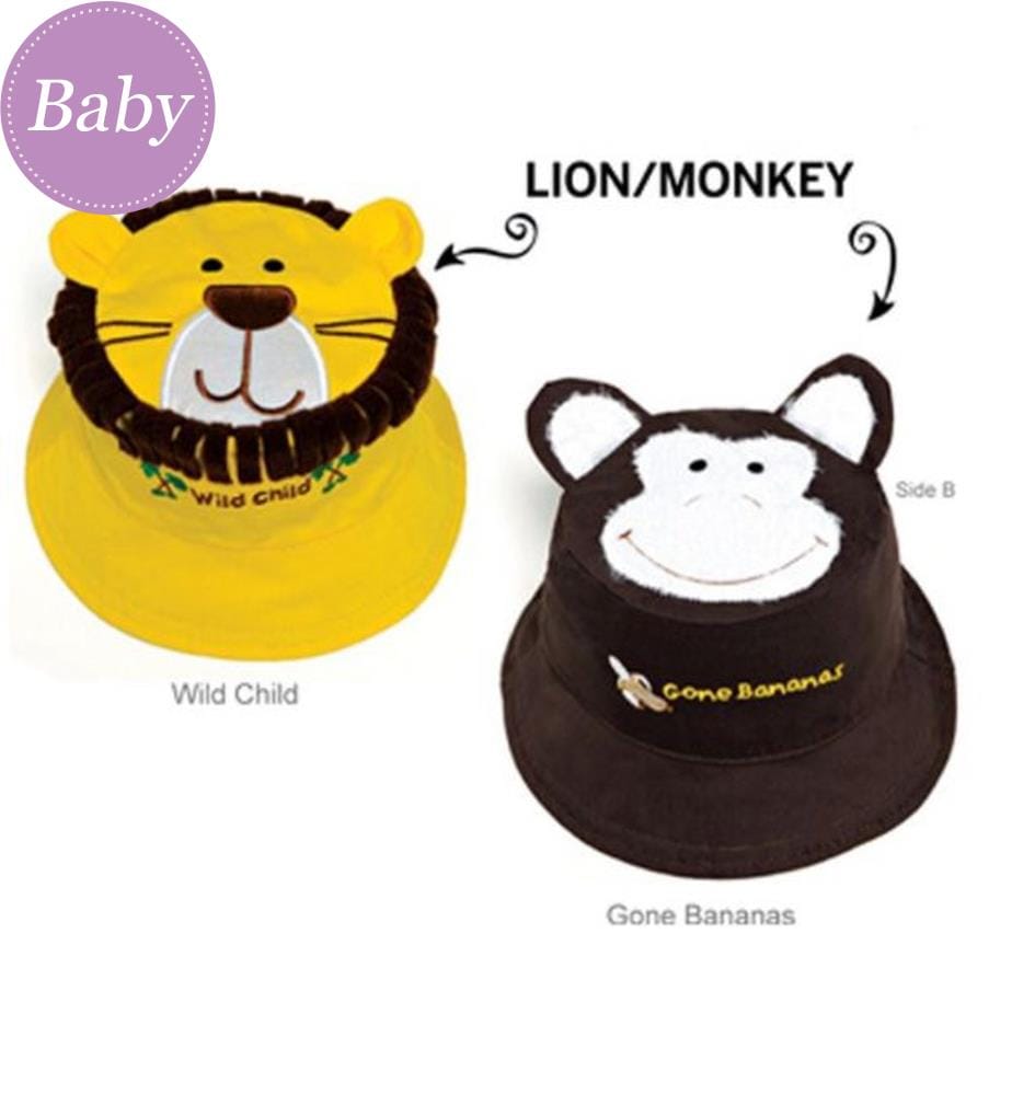 Lot de 2 chapeaux de soleil lion/singe M (2-4 ans)