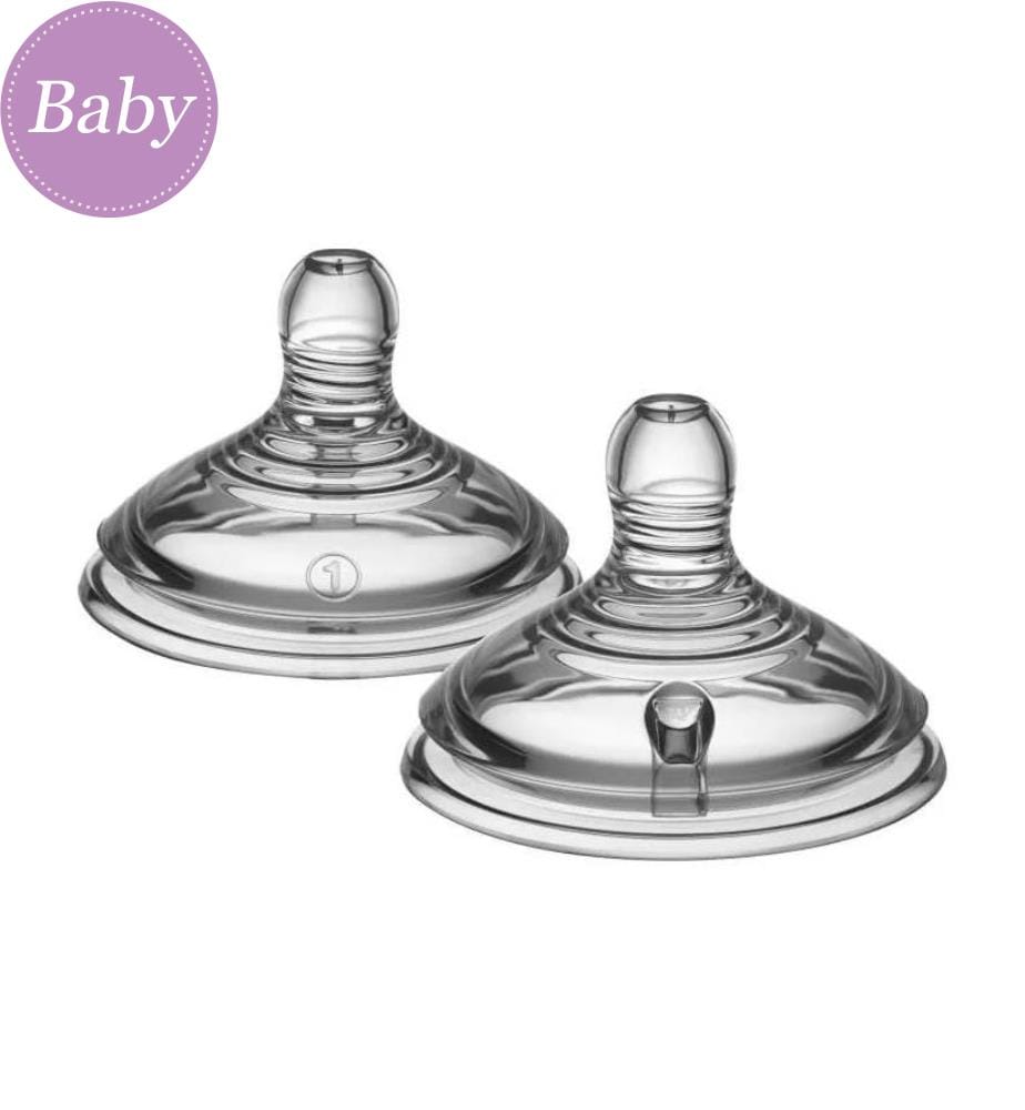 Lot de 2 tétines à débit lent - transparentes