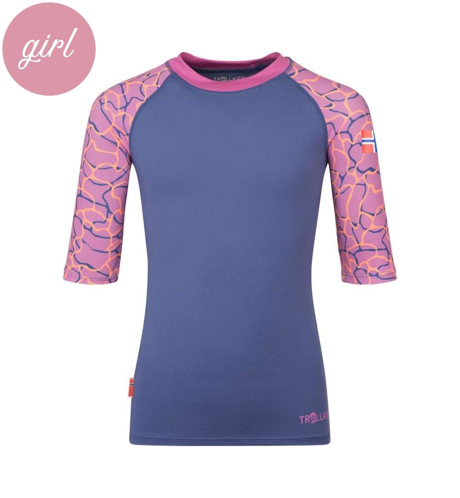 Haukland Bademode Top - Violet Blue & Mallow Pink