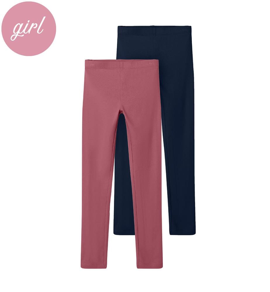 Legging - Rose déco avec saphir foncé