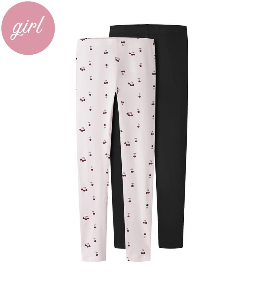 Leggings - Noir avec imprimé cerises rose cradle